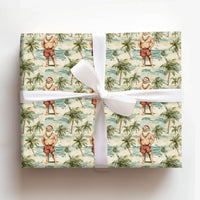 Humorous Tropical Beach Christmas Gift Wrap, Shirtless Santa Wrapping Paper, Palm Tree Holiday Wrapping Paper, Humorous Summer Gift Wrap Roll