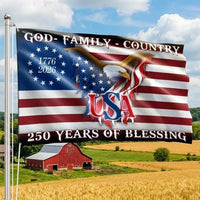 Betsy Ross 250 Years of Blessing Flag | 1776-2026 USA Patriotic House Flag | Double-Sided Polyester | God Family Country Eagle Design