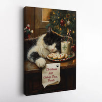 Holiday Kitten Cookies Print, Sleeping Cat Christmas Canvas, Cat Lover Christmas Wall Art, Comfy Winter Holiday Canvas, Adorable Pet Lover Present