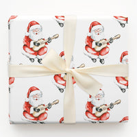 Music Lover Santa Gift Wrap, Guitar Santa Wrapping Paper, Watercolor Guitar Christmas Wrapping Paper, Festive Holiday Wrapping Paper Roll