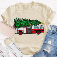 Retro Red Truck Holiday Graphic Tee, Vintage Christmas Tree Truck T-Shirt, Merry Christmas Winter Shirt, Xmas Present for Men and Women