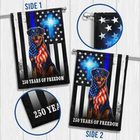 Rottweiler American Flag Garden Flag | 250 Years of Freedom Thin Blue Line | Double-Sided Polyester | Patriotic Christian Home Decor