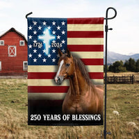 250 Years of Blessings Garden Flag | American Horse Cross Design 1776-2026 | Double-Sided Patriotic Christian Decor | Premium Weather-Resistant Outdoor Flag