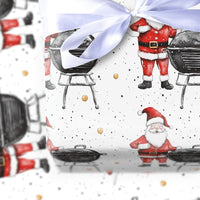 Humorous BBQ Christmas Wrapping Paper, Charcoal Grill Santa Wrapping Paper, Holiday Grilling Wrapping Paper, Secret Santa Gift Wrap Roll