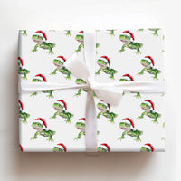 Santa Hat Lizard Gift Wrap, Iguana Christmas Wrapping Paper, Watercolor Reptile Wrapping Paper, Humorous Animal Holiday Wrapping Paper