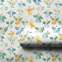 Religious Christmas Gift Wrap, Watercolor Angel Wrapping Paper, Christian Baptism Present Paper, Serene Angel Present Wrap, Holiday Wrap Roll