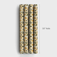 Pine Branch Christmas Gift Wrap, Vintage Gold Ornament Wrapping Paper, Rustic Holiday Present Wrap, Botanical Xmas Gift Wrapping Paper