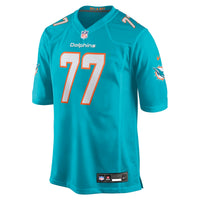 Miami Dolphins Caedan Wallace Aqua Team Game Jersey