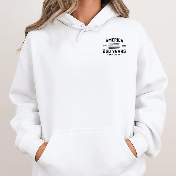 America 250 Year Anniversary Hoodie | 1776 Patriotic Flag Design | Soft Cotton-Polyester Blend | Gift for History Lovers
