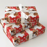 Festive Watercolor Dog Holiday Gift Wrap, Cavalier King Charles Spaniel Christmas Wrapping Paper, Winter Snowflake Puppy Present Wrap