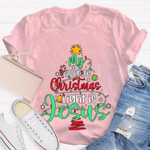 Christian Christmas T-Shirt, My Favorite Christmas Light Is Jesus Shirt, Religious Holiday Graphic Tee, Jesus Christmas Light