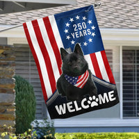 Schipperke Dog Garden Flag | Patriotic 250 Years 1776-2026 Welcome Design | Double-Sided Polyester | USA Independence Commemoration Gift