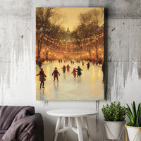 Christmas Lights Park Canvas Print, Winter Ice Skating Canvas Wall Art, Festive Winter Scene Canvas, Holiday Wall Decor, Seasonal Xmas Present