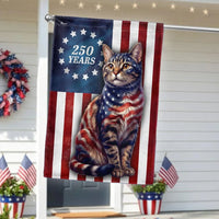 Patriotic Cat Garden Flag | 250 Years Betsy Ross Design | Double-Sided Polyester | Cat Lover Gift for Outdoor Decor