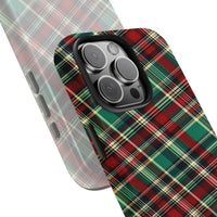 Red Green Holiday Plaid Case, Christmas Tartan Plaid Phone Case iPhone, Festive Buffalo Check iPhone Cover, Dual Layer Tough Phone Case