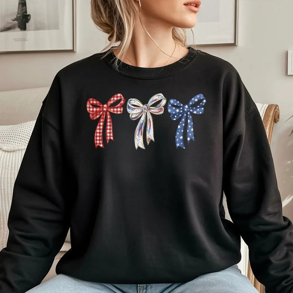 Patriotic Coquette Bow Sweatshirt | America 250 Years Graphic | Soft Cotton Blend | 4th of July Gift for Women