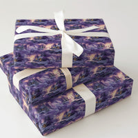 Purple Snowy Forest Gift Wrap, Winter Cabin Wrapping Paper, Comfy Cabin Christmas Wrapping Paper, Holiday Gift Wrap Roll, Winter Gift Wrap
