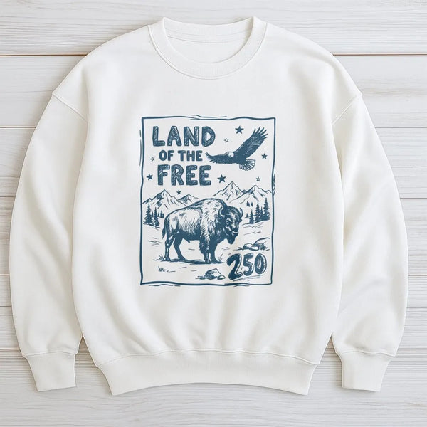 250 Years Of Freedom Sweatshirt | USA 250th Anniversary Patriotic Eagle & Bison Art | Soft Cotton Poly Blend | 4th Of July Gift for Patriots