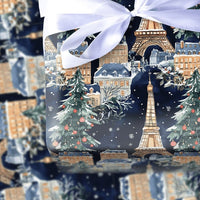 Snowy Eiffel Tower Night Gift Wrap, Christmas in Paris Wrapping Paper, French Cityscape Holiday Gift Wrap, Winter Scene Paper, Travel Present