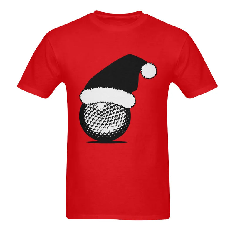 Golf Ball Christmas T-Shirt, Golf Santa Hat Shirt, Double-Sided Golf Graphic Tee, Humorous Men Holiday Golfing Shirt, Golfer Xmas Present