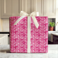 Watercolor Snowflake Holiday Gift Wrap, Pink Christmas Tree Wrapping Paper, Modern Colorful Wrapping Paper, Holiday Wrapping Paper Roll