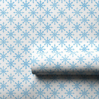 Winter Holiday Gift Wrap, Blue Snowflake Wrapping Paper, Light Blue Snowflake Present Paper, Geometric Christmas Gift Wrap