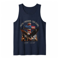 Patriotic 250 Years American Flag Tank Top | Faith Freedom 1776-2026 Eagle & Cross | Premium Soft Breathable Fabric | Independence Day Gift for Patriots