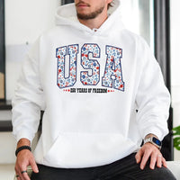 Patriotic USA Sweatshirt | 250 Years of Freedom Floral Design | Cozy Crewneck Pullover | Fourth of July Gift for Women