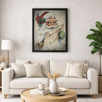 Distressed Christmas Canvas Print, Vintage Santa Claus Canvas Wall Art, Retro Holiday Wall Decor, Rustic Winter Painting Home Decor Present