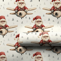 Vintage Pilot Christmas Gift Wrap, Airplane Santa Wrapping Paper, Whimsical Aviation Wrapping Paper, Aviation Holiday Wrapping Paper Roll