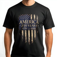 America 250 Years T-Shirt | Vintage Distressed Flag 1776-2026 Commemorative Design | Premium Soft Cotton Tee | Patriotic Gift for History Lovers