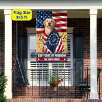 Golden Retriever American Flag Garden Flag | Personalized 250 Years of Freedom | Double-Sided Polyester | Patriotic Dog Lover Gift