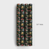 Traditional Ornament Holiday Gift Wrap, Vintage Christmas Tree Wrapping Paper, Angel Bauble Wrapping Paper, Nostalgic Gift Wrap Roll