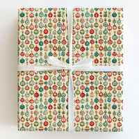 Retro Bauble Holiday Gift Wrap, Vintage Ornament Christmas Wrapping Paper, Antique Festive Print Gift Wrapping Paper, Winter Roll Gift Wrap