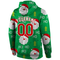 3D Print Holiday Pullover Hoodie, Custom Santa Christmas Sports Hoodie, Personalized Name Number Fleece Hoodie, Xmas Game Day Sweatshirt