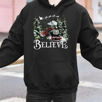 Vintage Winter Holiday Sweatshirt, Believe Christmas Train Hoodie, Comfy Polar Graphic Hoodie, Festive Christmas Hooded Sweater Present