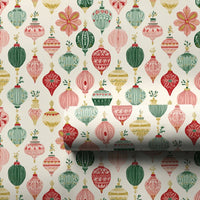 Retro Holiday Gift Wrap, Vintage Ornament Christmas Wrapping Paper, Nostalgic Present Wrap, Baubles Pattern Wrapping Paper, Xmas Gift Wrap