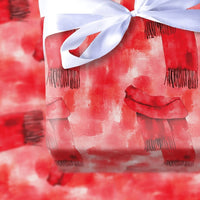 Comfy Winter Holiday Gift Wrap, Watercolor Red Scarf Wrapping Paper, Festive Christmas Wrapping Paper, Artistic Scarf Pattern Gift Wrap Roll