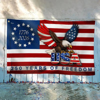 250 Years of Freedom American Flag | Betsy Ross 1776-2026 Commemorative Design | UV-Resistant Polyester | Patriotic Home & Garden Decor