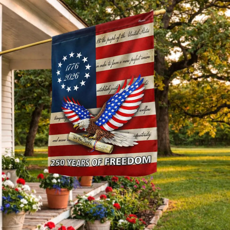 250 Years of Freedom Garden Flag | We The People 1776-2026 Patriotic Eagle Design | Double-Sided Polyester | Americana Commemorative Decor