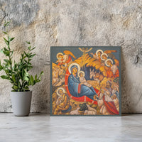 Byzantine Mary and Jesus Printable Wall Art, Nativity Orthodox Icon Digital Download, Christian Christmas Religious Print