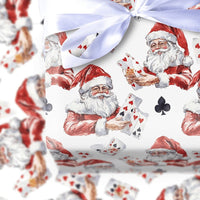Poker Santa Gift Wrap, Santa Playing Cards Wrapping Paper, Watercolor Card Player Christmas Wrapping Paper, Vegas Holiday Gift Wrap Roll