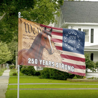 American Horse House Flag |250 Years Strong1776-2026 Constitution Patriotic Art | Weather-Resistant Double-Sided Outdoor Flag | Patriotic Gift for Horse Lover
