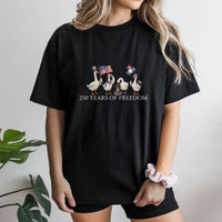 USA 250th Anniversary Goose T-Shirt | Patriotic Geese Celebrating 250 Years of Freedom | 100% Soft Breathable Cotton | Gift for History Buffs and Americana Lovers