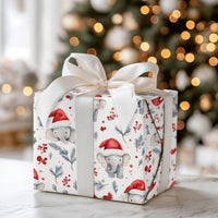 Santa Hat Animal Gift Wrap, Adorable Baby Elephant Christmas Wrapping Paper, Winter Foliage Baby Elephant Wrapping Paper, Holiday Wrapping Paper