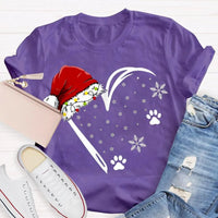 Merry Christmas Graphic T-Shirt, Santa Hat Snowflake Heart Shirt, Festive Winter Holiday Tee, Adorable Heart Christmas Shirt, Holiday Present Tee