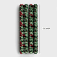 Red Bow Holiday Wrapping Paper, Black Christmas Cactus Wrapping Paper, Southwestern Xmas Wrapping Paper, Desert Botanical Gift Wrap