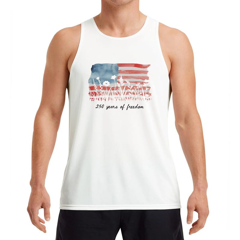 250 Years of Freedom Tank Top | Watercolor Wildflower American Flag Art | Soft Breathable Unisex Fit | Patriotic 4th of July Gift