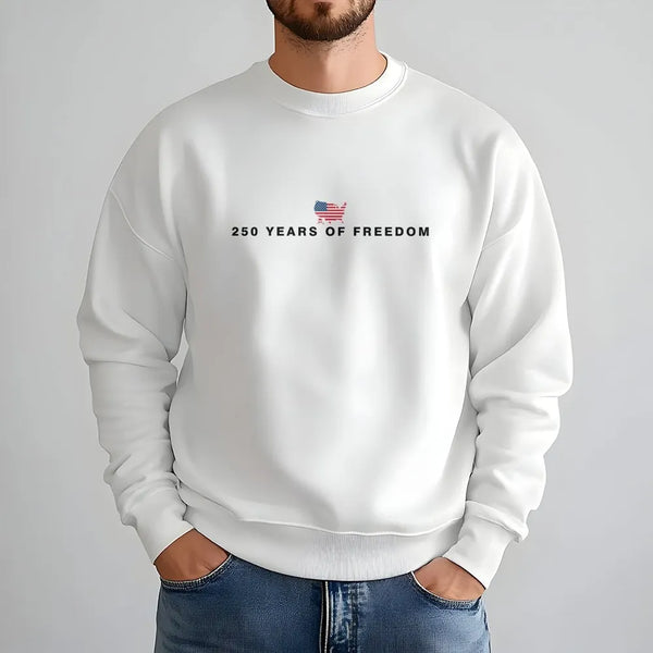 250 Years of Freedom Sweatshirt | American Flag USA Map Minimalist Graphic | Soft Cotton Blend Unisex Pullover | Patriotic Gift for American Pride