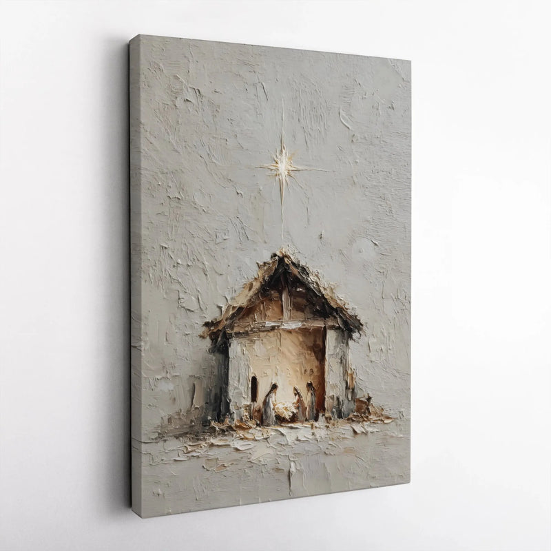 Textured Impasto Holy Family Wall Art, Nativity Scene Canvas Print, Modern Christian Scripture Decor, Religious Christmas Home Present